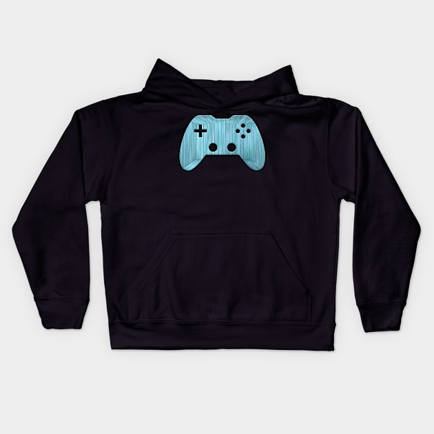 Blue Wooden Background - Gaming Gamer Abstract - Gamepad Controller - Video Game Lover - Graphic Background Kids Hoodie by MaystarUniverse